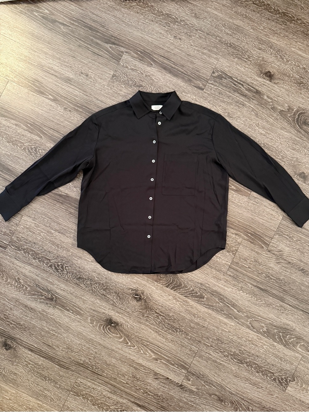 AYR The Deep End Black Heavy Silk Button Up New